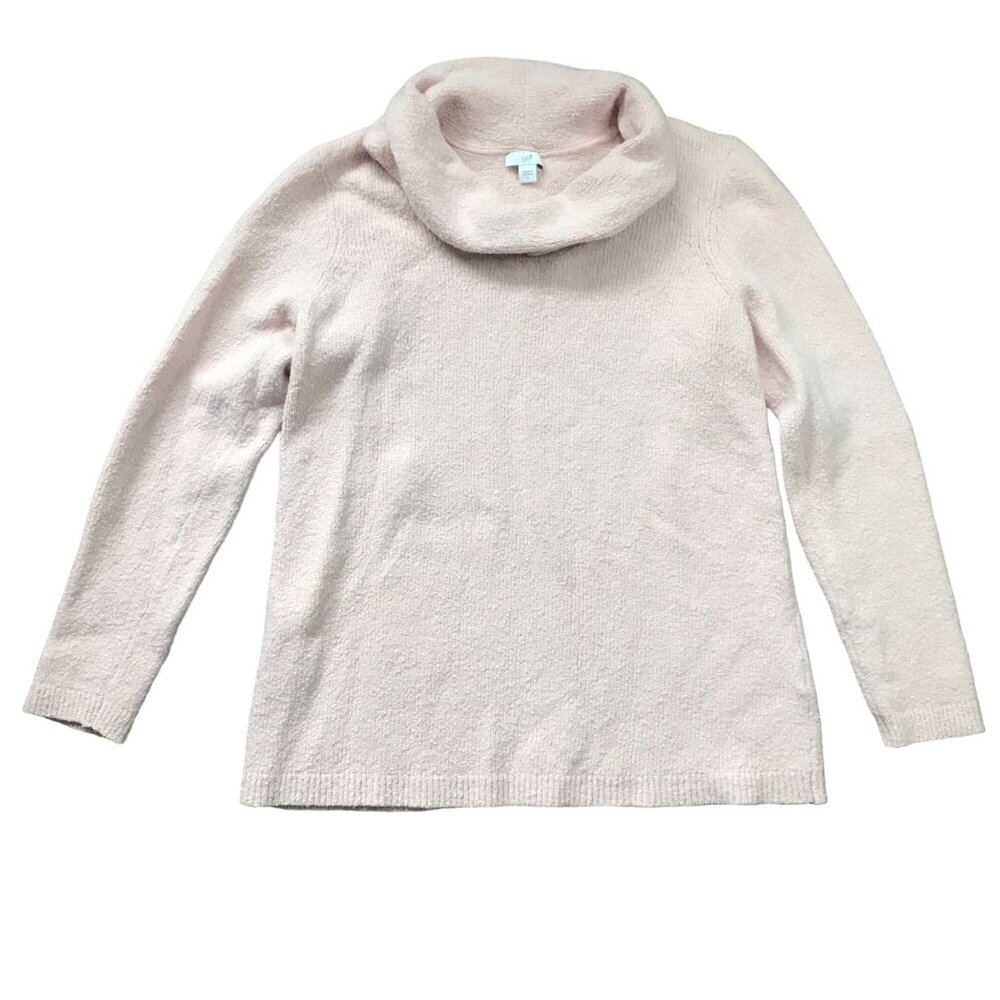 J. Jill Cowl Neck Sweater Women's Size Small Pink Cotton Wool Blend Long Sleeve
